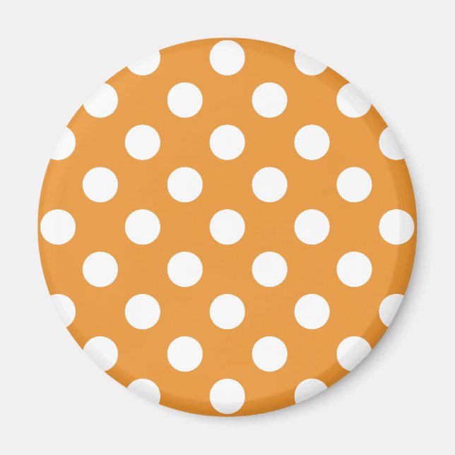 White polka dots on amber magnet (Front)