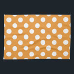 White polka dots on amber tea towel<br><div class="desc">White polka dots on amber</div>