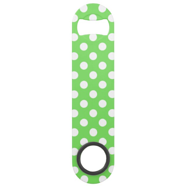 White polka dots on apple green (Front)
