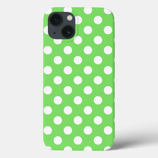 White polka dots on apple green Case-Mate iPhone c Case-Mate iPhone Case (Back)