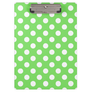 White polka dots on apple green clipboard