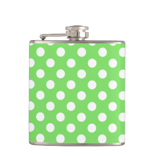 White polka dots on apple green hip flask