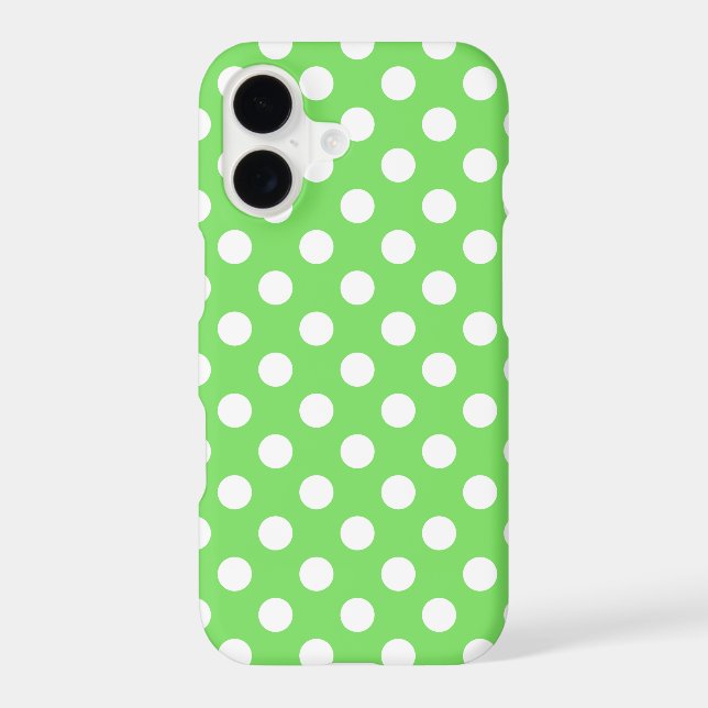 White polka dots on apple green  iPhone case (Back)