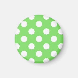 White polka dots on apple green magnet