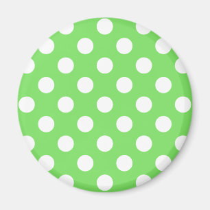 White polka dots on apple green magnet