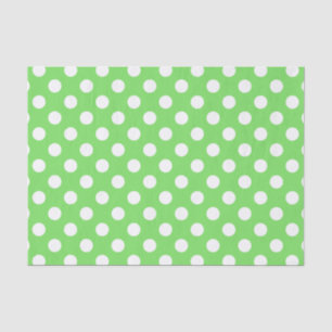 White polka dots on apple green tissue paper