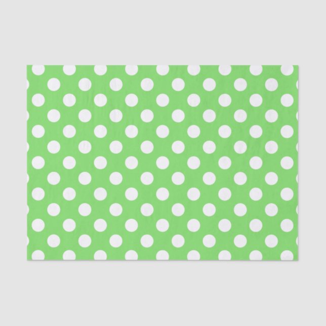 White polka dots on apple green tissue paper (Front)