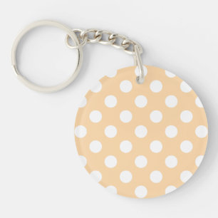 White polka dots on beige key ring
