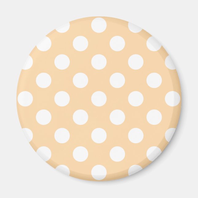 White polka dots on beige magnet (Front)