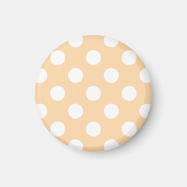 White polka dots on beige magnet (Front)