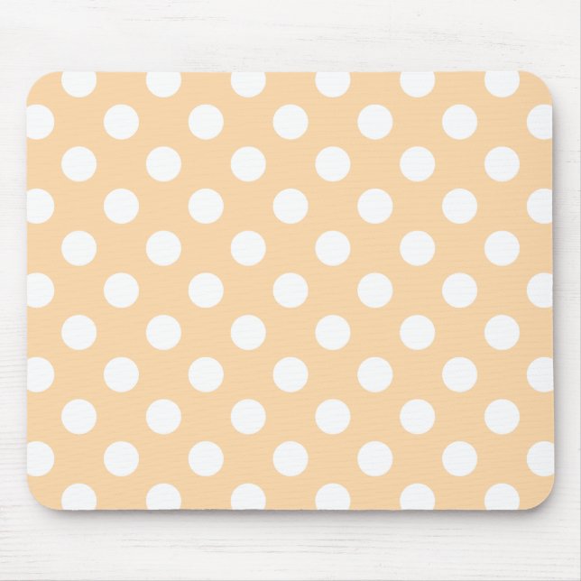 White polka dots on beige mouse pad (Front)
