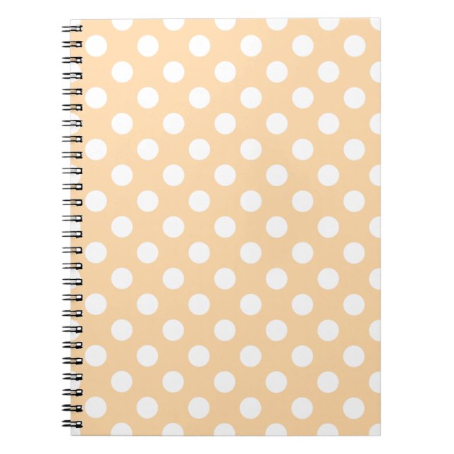 White polka dots on beige notebook (Front)