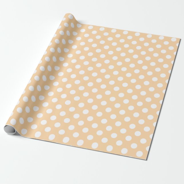 White polka dots on beige wrapping paper (Unrolled)