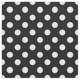 White Polka Dots on Black Background Fabric