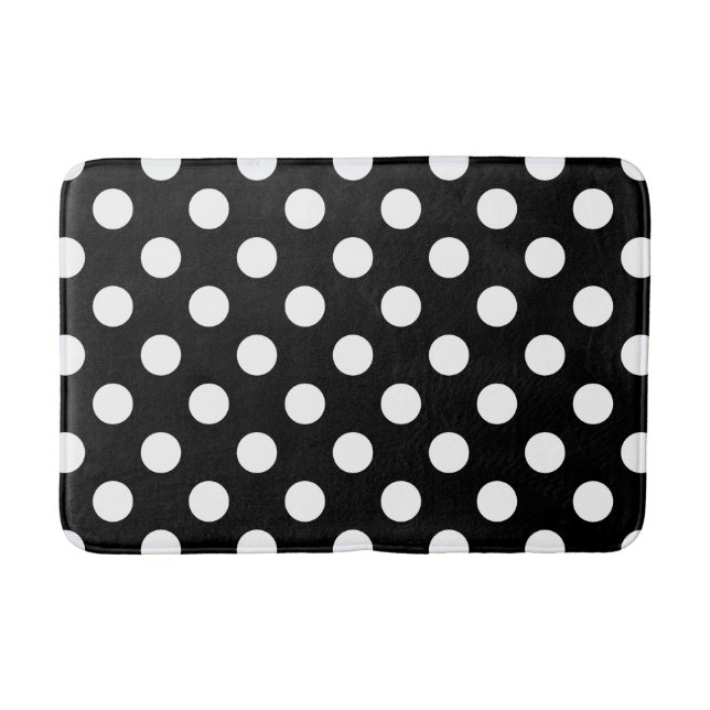 White polka dots on black bath mat (Front)