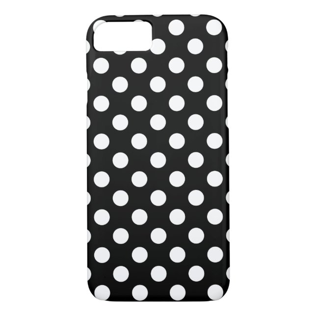 White polka dots on black Case-Mate iPhone case (Back)