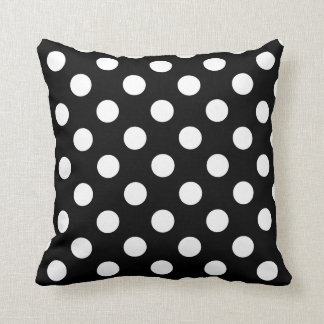 White polka dots on black cushion