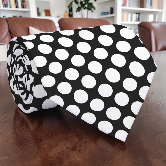 White Polka Dots on Black Custom Tie (Creator Uploaded)