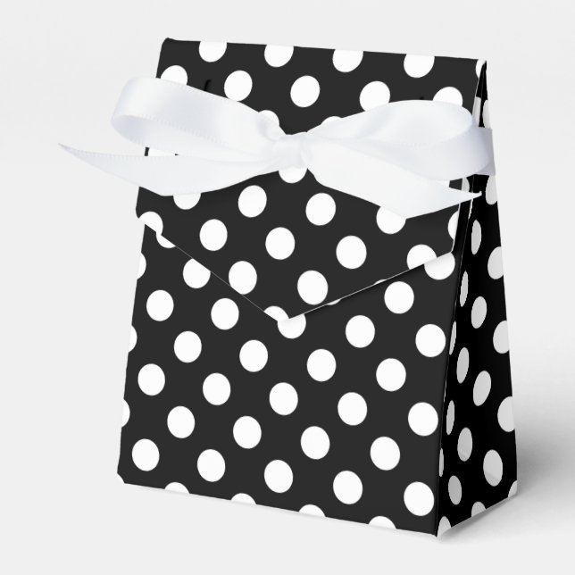 White polka dots on black favour box (Front Side)
