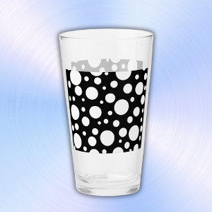 White Polka Dots on Black   Glass