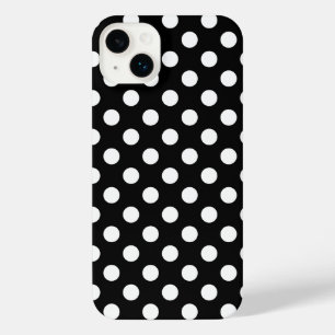 White polka dots on black iPhone 14 plus case