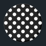 White polka dots on black magnet<br><div class="desc">White polka dots on black</div>