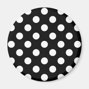 White polka dots on black magnet