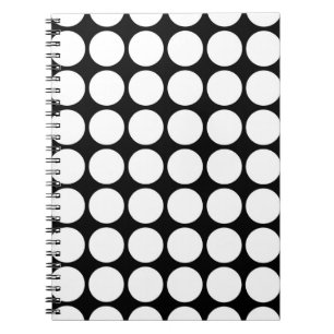 White Polka Dots on Black Notebook
