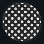 White polka dots on black paper plate<br><div class="desc">White polka dots on black</div>