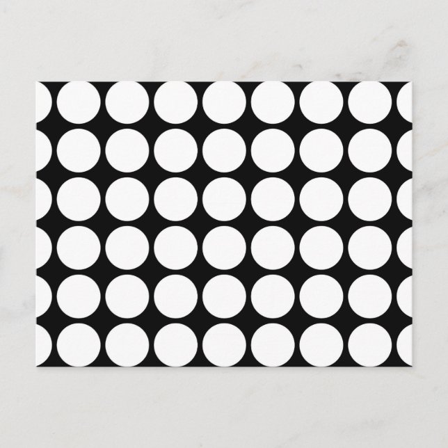 White Polka Dots on Black Postcard (Front)