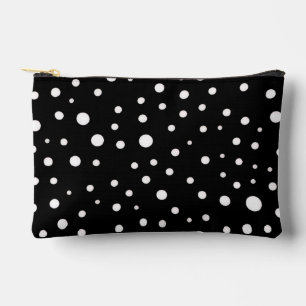White Polka Dots on Black Small Accessory Pouch