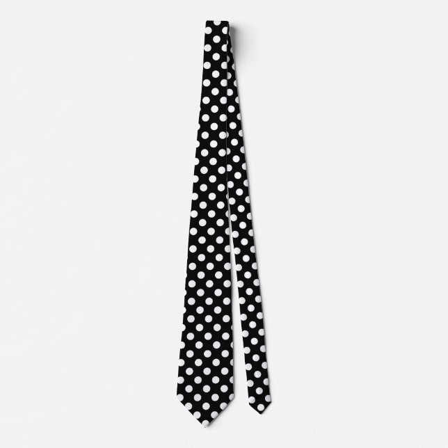 White polka dots on black tie (Front)