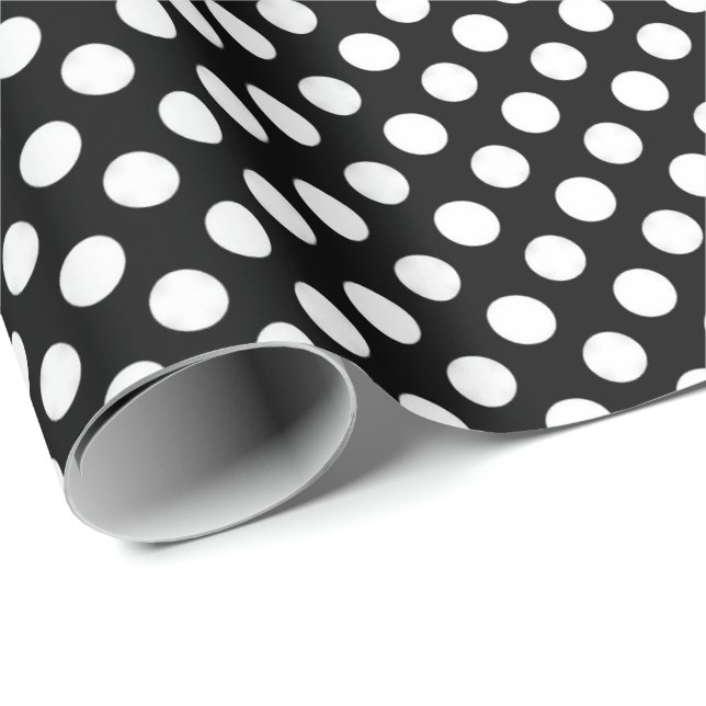 white polka dots on black wrapping paper (Roll Corner)