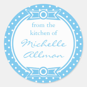 White Polka Dots on Blue Canning Label
