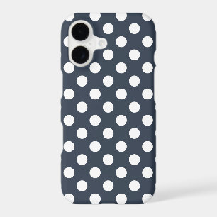 White polka dots on blue-grey