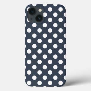 White polka dots on blue-grey Case-Mate iPhone cas 13 Case