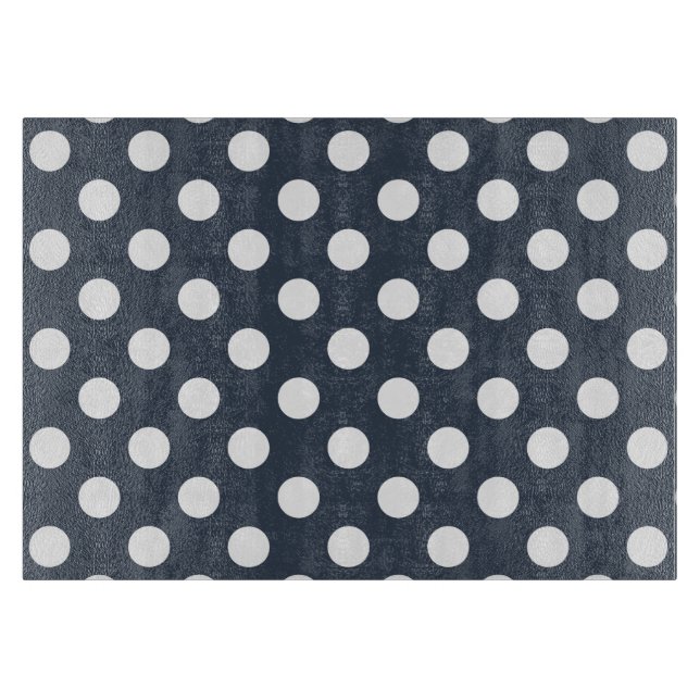 White polka dots on blue-grey cutting board (Front)