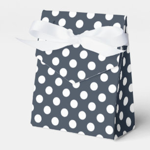 White polka dots on blue-grey favour box