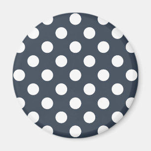 White polka dots on blue-grey magnet
