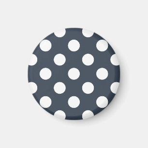 White polka dots on blue-grey magnet