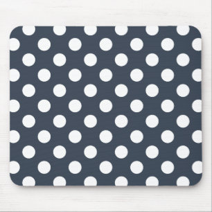 White polka dots on blue-grey mouse pad