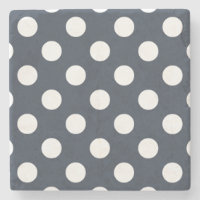 White polka dots on blue-grey