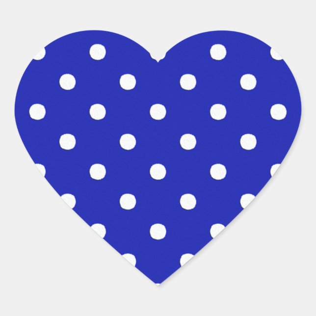 white polka dots on blue heart sticker (Front)