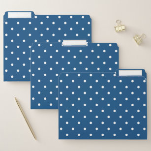 White Polka Dots on Blue Pattern File Folder