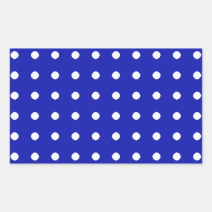 white polka dots on blue rectangular sticker