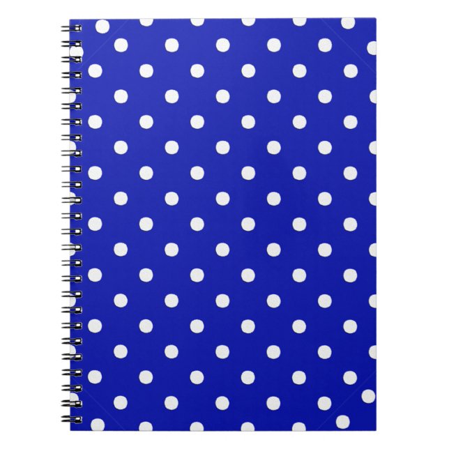 white polka dots on blue spiral notebook (Front)