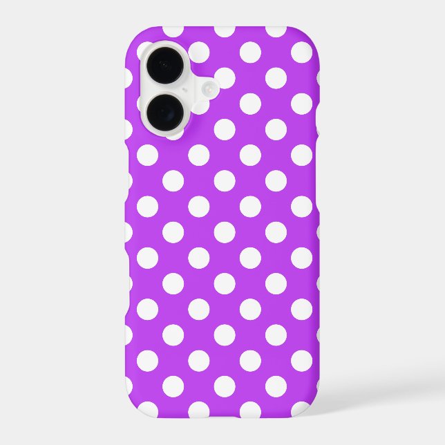 White polka dots on bright purple (Back)