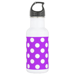 White polka dots on bright purple 532 ml water bottle