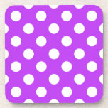 White polka dots on bright purple coaster<br><div class="desc">White polka dots on bright purple</div>