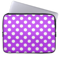 White polka dots on bright purple